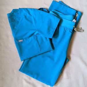 Limited Edition FIGS *SET* Catarina Top + Livingston Bottoms Caribbean Blue